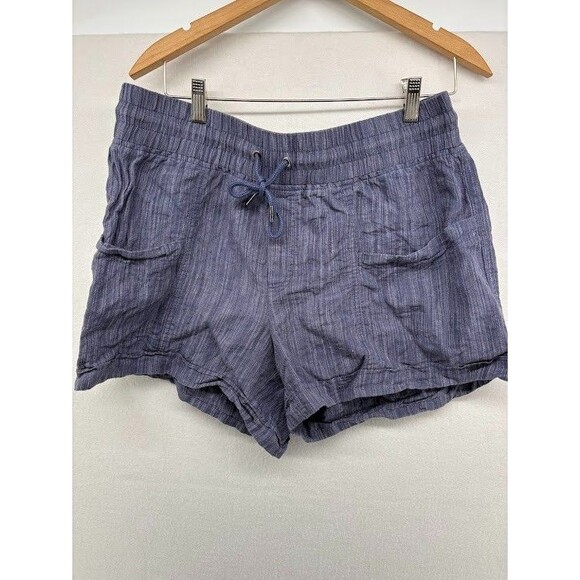 Athleta Chambray Linen Texture Shorts Pull On Drawstring Size 14 - Picture 1 of 6